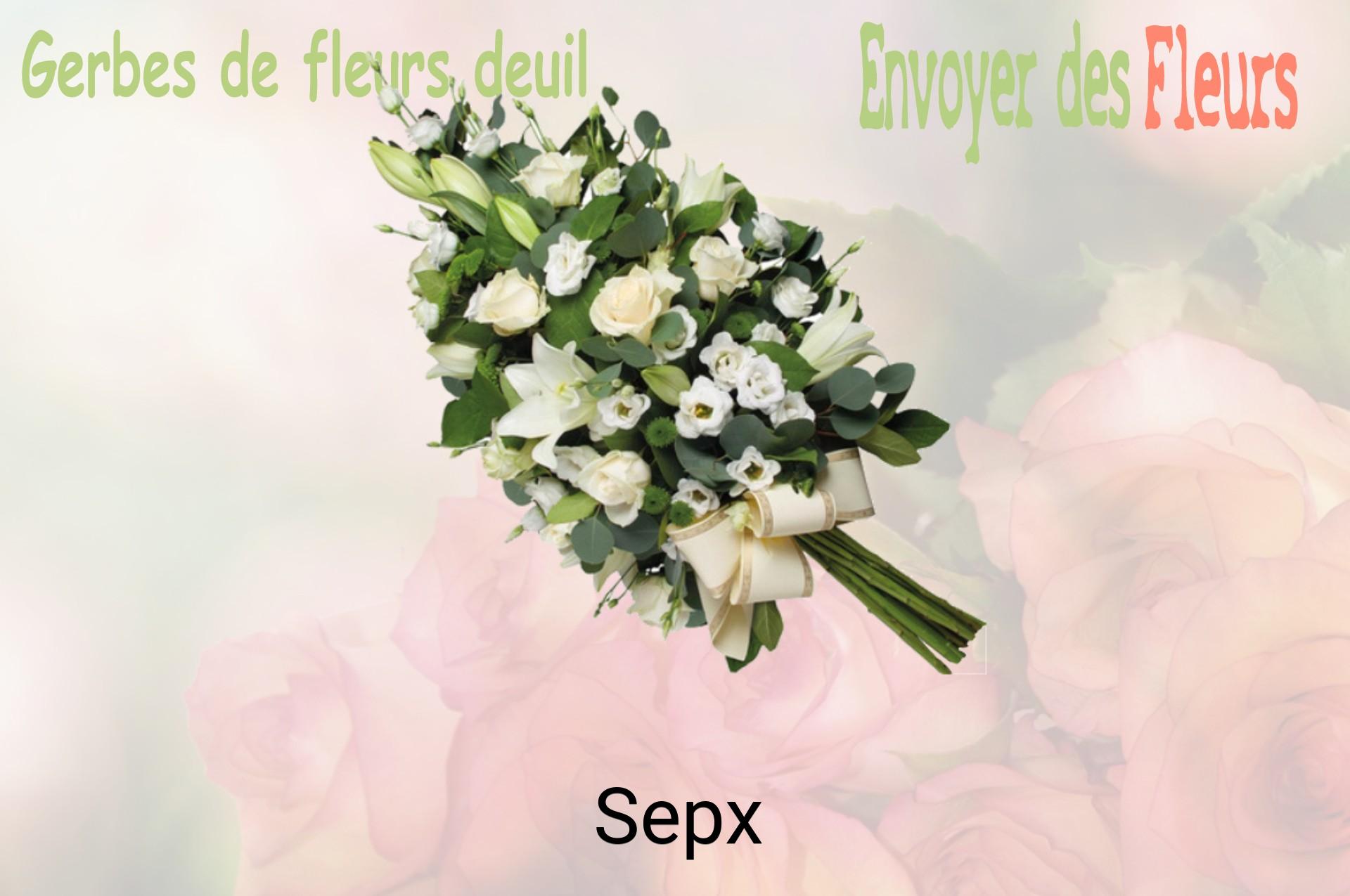 Gerbe de fleurs de deuil livrée à Sepx